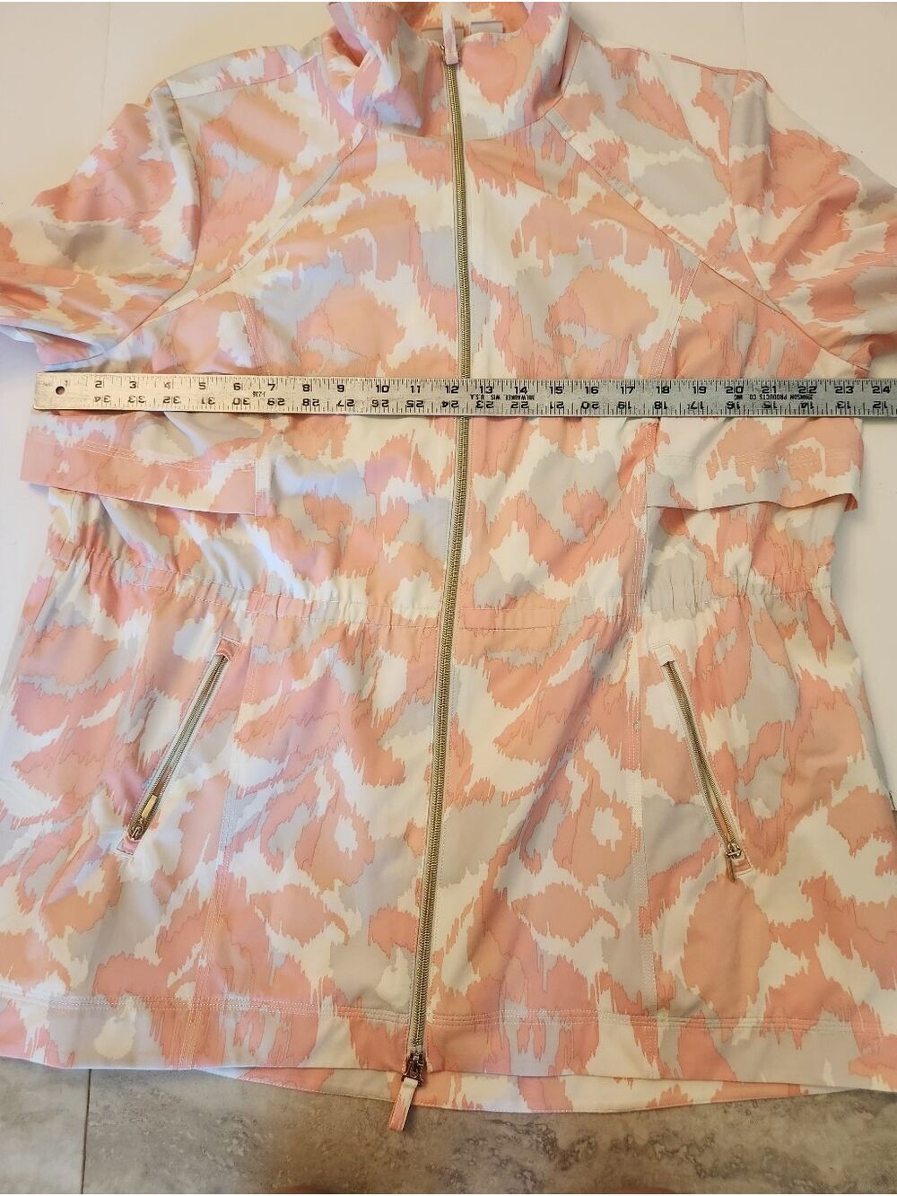 Chico's Zenergy printed anorak jacket Sz: 3 US: 16/18 Coral UV Protection Golf - Picture 12 of 13